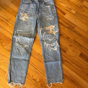American Eagle Outfitters Light Blue Ripped Slim Straight Jeans